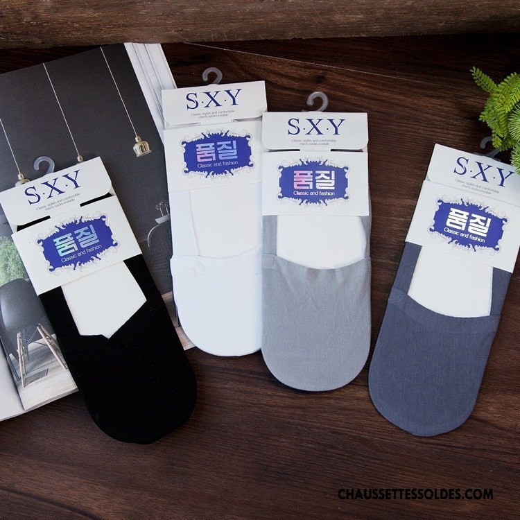 Chaussettes Invisibles Homme Anti-odeur Chaussette Basse Coupée Légère Mocassin Été Silicone Bleu Clair