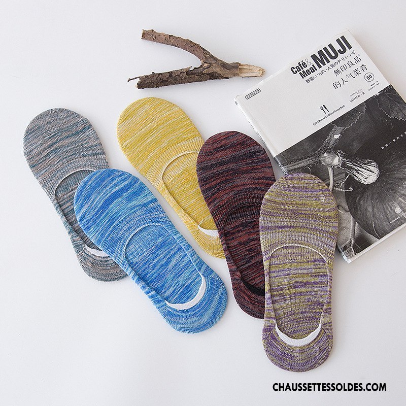 Chaussettes Invisibles Homme Antidérapant Rayé Été Style National Printemps Nouvelles Arrivées Bleu Clair