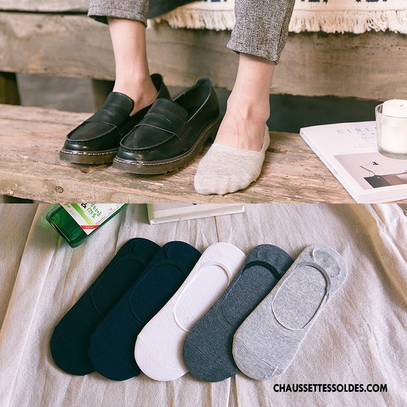 Chaussettes Invisibles Homme Antidérapant Silicone Printemps Chaussette Basse Coupée Été Pure Noir Clair