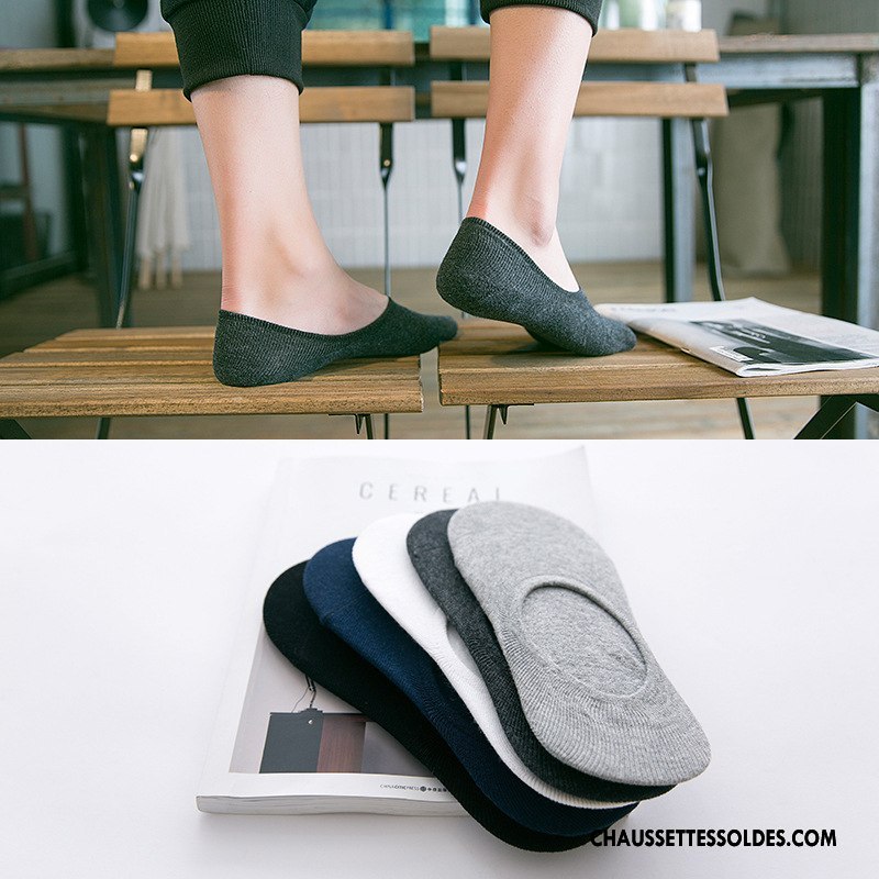 Chaussettes Invisibles Homme Casual Silicone Chaussette Courte Printemps Été Chaussette Basse Coupée Pure Gris Clair