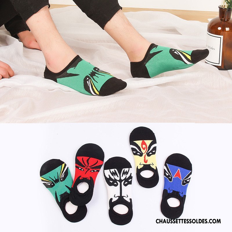 Chaussettes Invisibles Homme Casual Été Chaussette Basse Coupée Printemps Style Chinois Coton Bio Vert