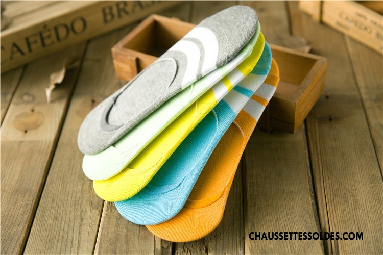 Chaussettes Invisibles Homme Chaussettes En Coton Frais Style Chaud Rayé Le Nouveau Lovers Jaune