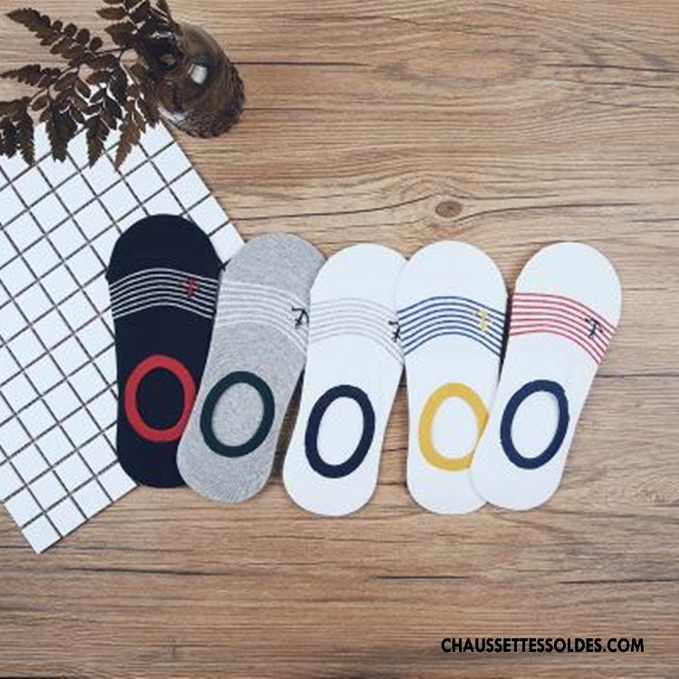 Chaussettes Invisibles Homme Coton Bio Chaussette Basse Coupée Silicone Antidérapant Marine Blanc