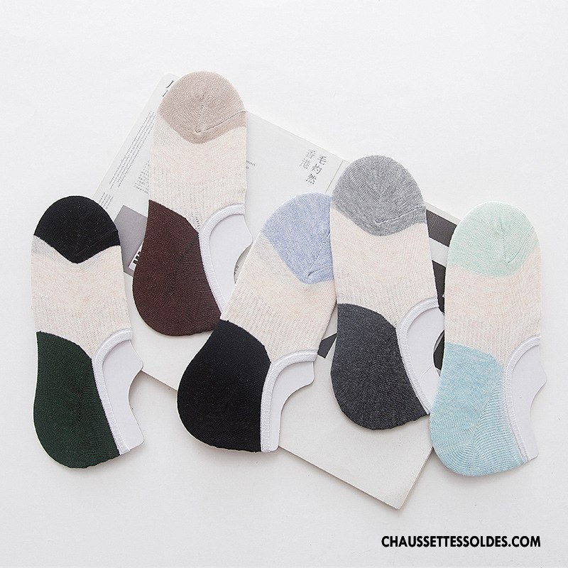 Chaussettes Invisibles Homme Coton Bio Rétro Le Nouveau Chaussette Basse Coupée Original Couleurs Mixtes Coloré Clair