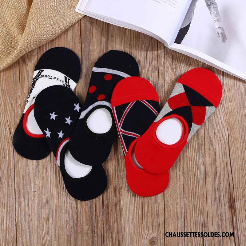 Chaussettes Invisibles Homme Créatif Nouvelles Arrivées Chaussette Courte 100% Coton Printemps Mouvement Rouge Clair