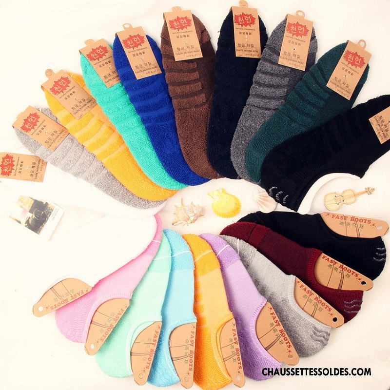 Chaussettes Invisibles Homme Femme Silicone 100% Coton Chaussette Courte Terry Renforcé Noir Clair