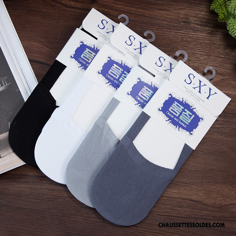 Chaussettes Invisibles Homme Le Nouveau Anti-off Chaussette Basse Coupée Été Soie De Glace Gris