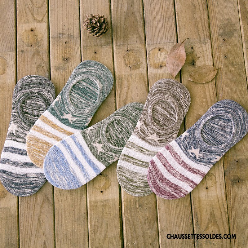 Chaussettes Invisibles Homme Le Nouveau Chaussette Basse Coupée Courte Silicone Étoile Légère Gris
