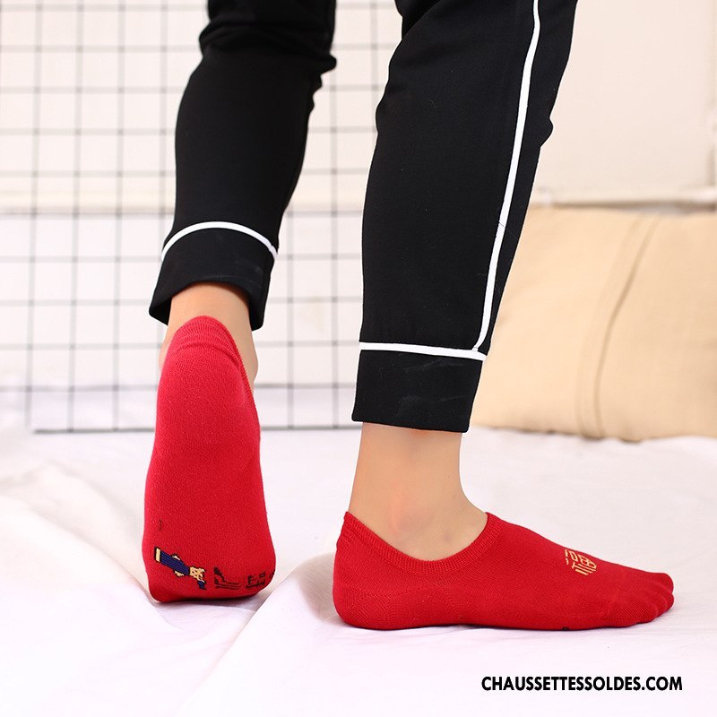 Chaussettes Invisibles Homme Lovers Femme Petit 100% Coton Rouge