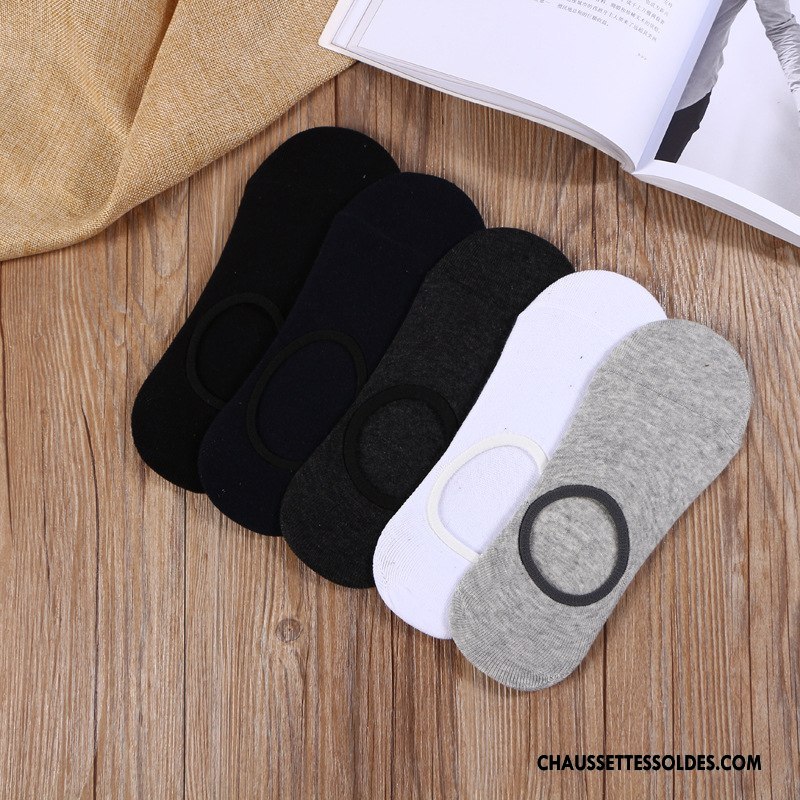 Chaussettes Invisibles Homme Légère Été Plaine Silicone Casual Antidérapant Pure Noir Clair