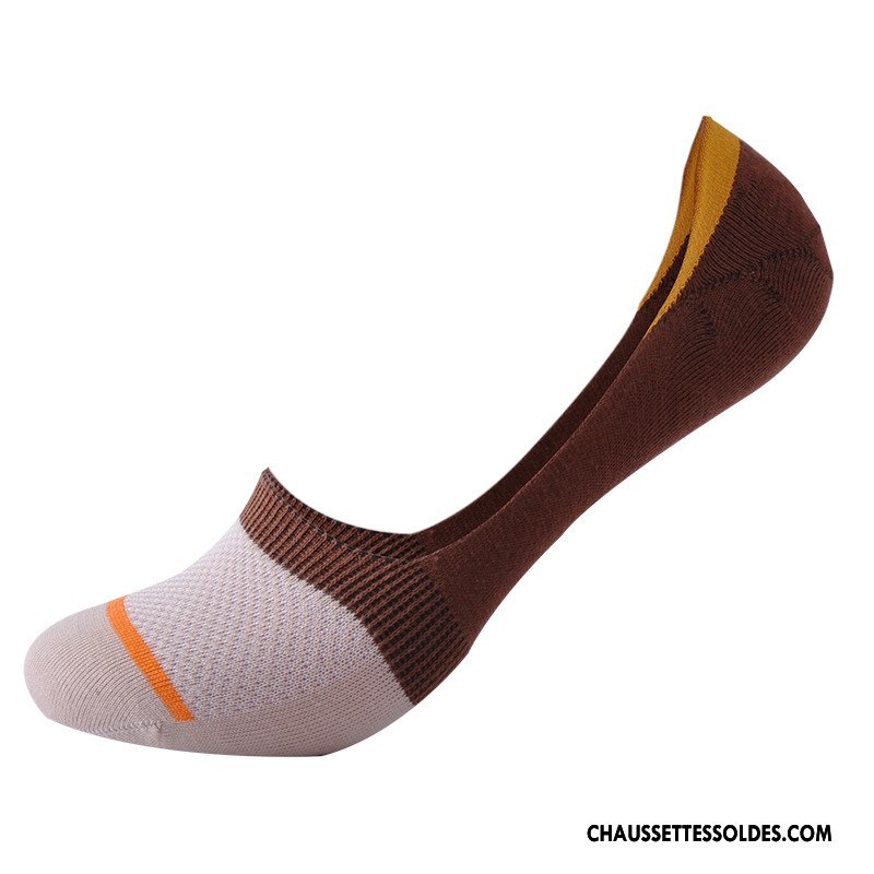 Chaussettes Invisibles Homme Matelassé Antidérapant Chaussette Courte Respirant Le Nouveau Coton Bio Couleurs Mixtes Marron / Brun Clair