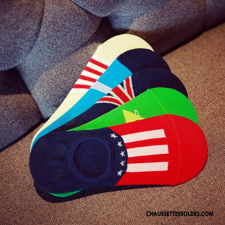 Chaussettes Invisibles Homme Modèle Antidérapant Coton Chaussette Courte Mode Silicone Clair