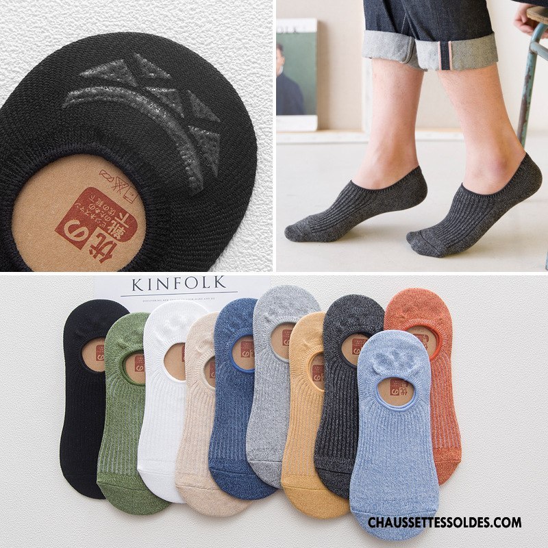 Chaussettes Invisibles Homme Printemps Le Nouveau Respirant 100% Coton Chaussette Basse Coupée Été Couleurs De Bonbons Gris Clair Foncé