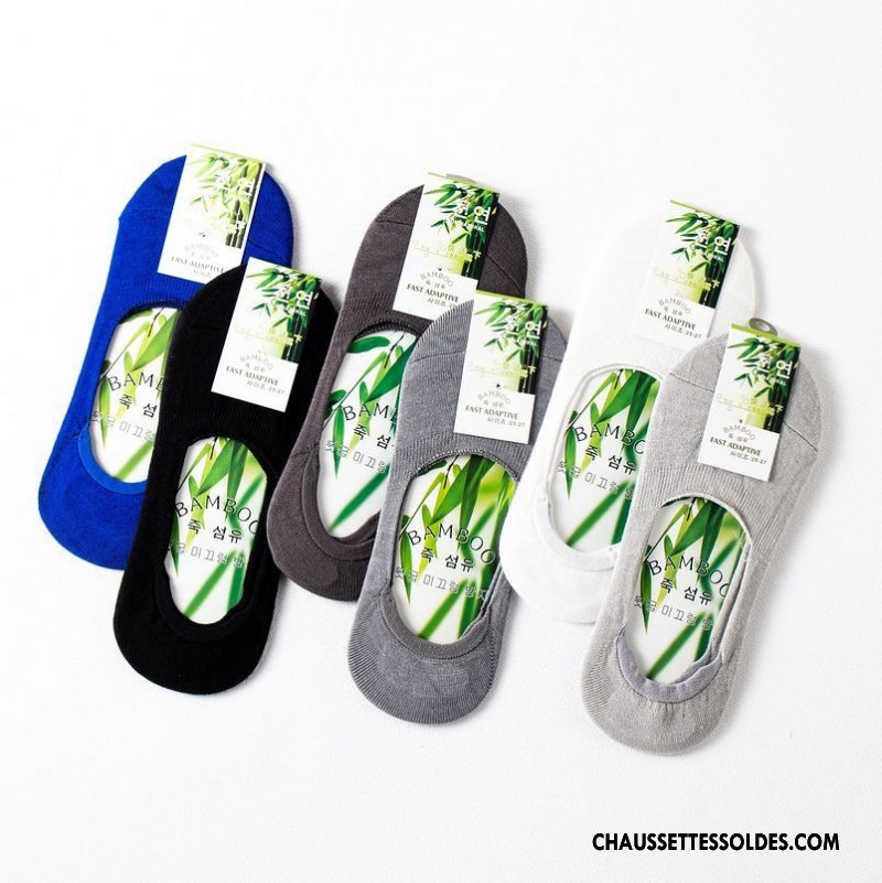 Chaussettes Invisibles Homme Printemps Été Fibre Chaussette Basse Coupée Bambou Chaussette Courte Pure Bleu