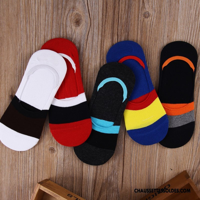 Chaussettes Invisibles Homme Rayé Créatif Chaussette Basse Coupée Style Chaud Été Printemps Coloré Clair