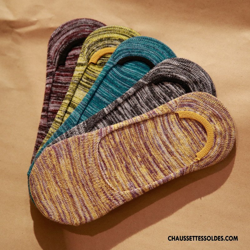 Chaussettes Invisibles Homme Rayé Style National Personnalité Le Nouveau 100% Coton Marron / Brun