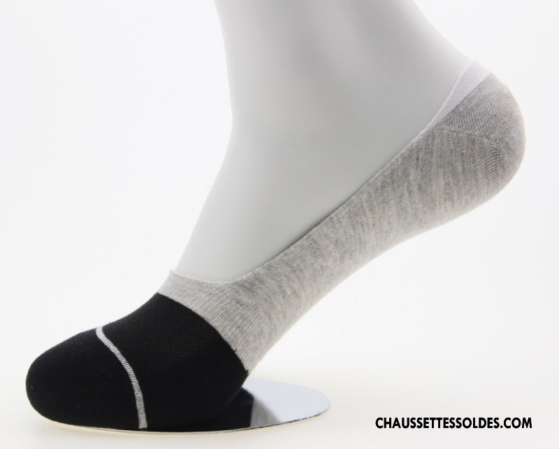 Chaussettes Invisibles Homme Respirant Très Mince Antidérapant Absorber La Sueur Mode Silicone Gris Clair
