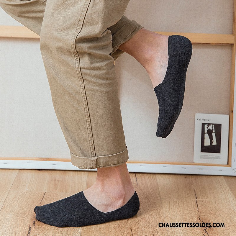 Chaussettes Invisibles Homme Silicone Antidérapant Le Nouveau Chaussette Basse Coupée Pure Noir