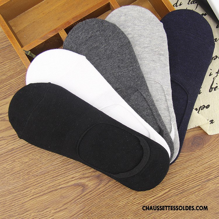 Chaussettes Invisibles Homme Silicone Antidérapant Été Le Nouveau Printemps 100% Coton Pure Noir Clair