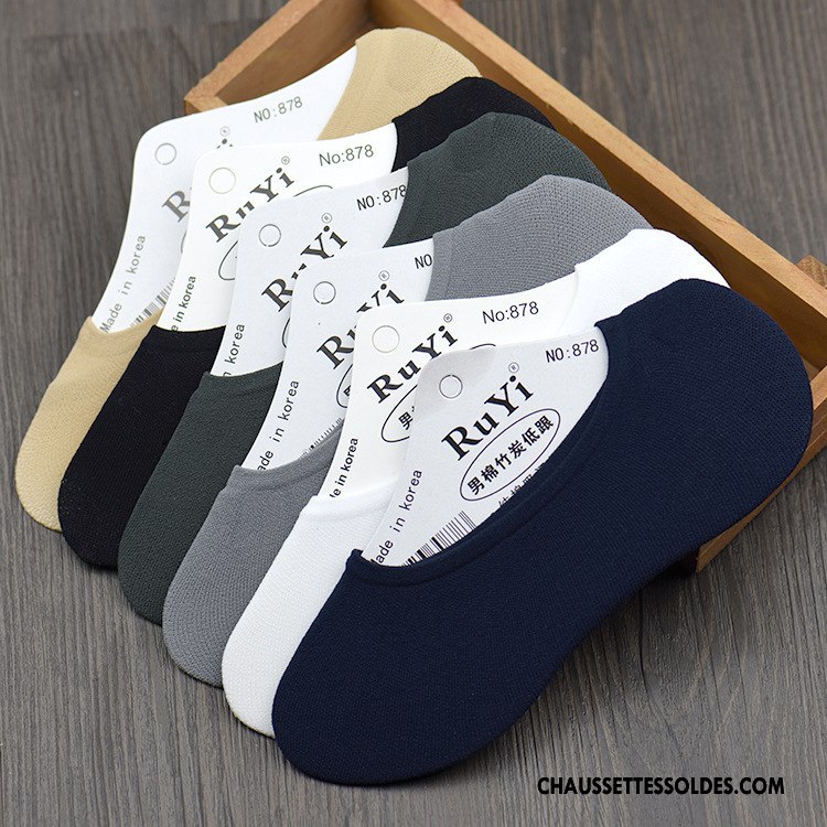 Chaussettes Invisibles Homme Silicone Chaussette Basse Coupée Antidérapant Ultra Casual Velours Pure Bleu