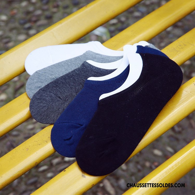 Chaussettes Invisibles Homme Été Chaussette Basse Coupée Coton Bio Antidérapant Pure Noir Clair