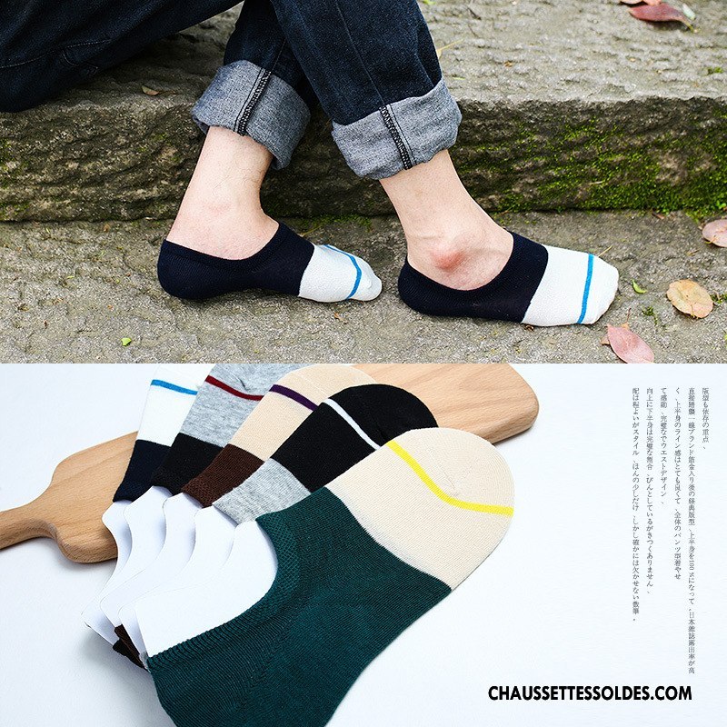 Chaussettes Invisibles Homme Été Chaussettes En Coton Printemps Le Nouveau Casual Couleurs Mixtes Noir