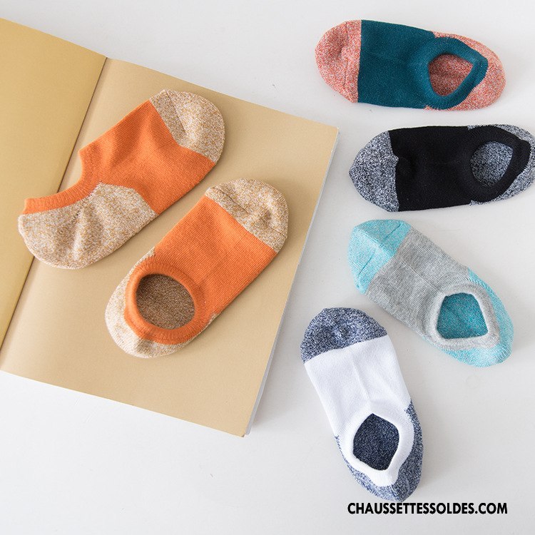 Chaussettes Invisibles Homme Été Le Nouveau Terry Anti-off Matelassé Orange