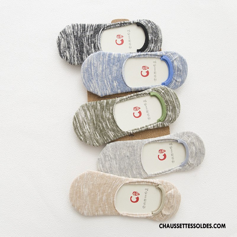 Chaussettes Invisibles Homme Été Silicone Antidérapant Pure Gris Clair