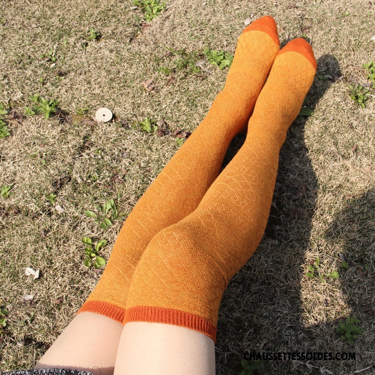Chaussettes Longues Femme 100% Coton Le Nouveau Long Stock Jaune