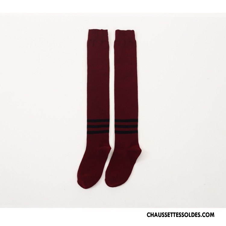 Chaussettes Longues Femme Antidérapant Chaussettes En Coton Bordeaux
