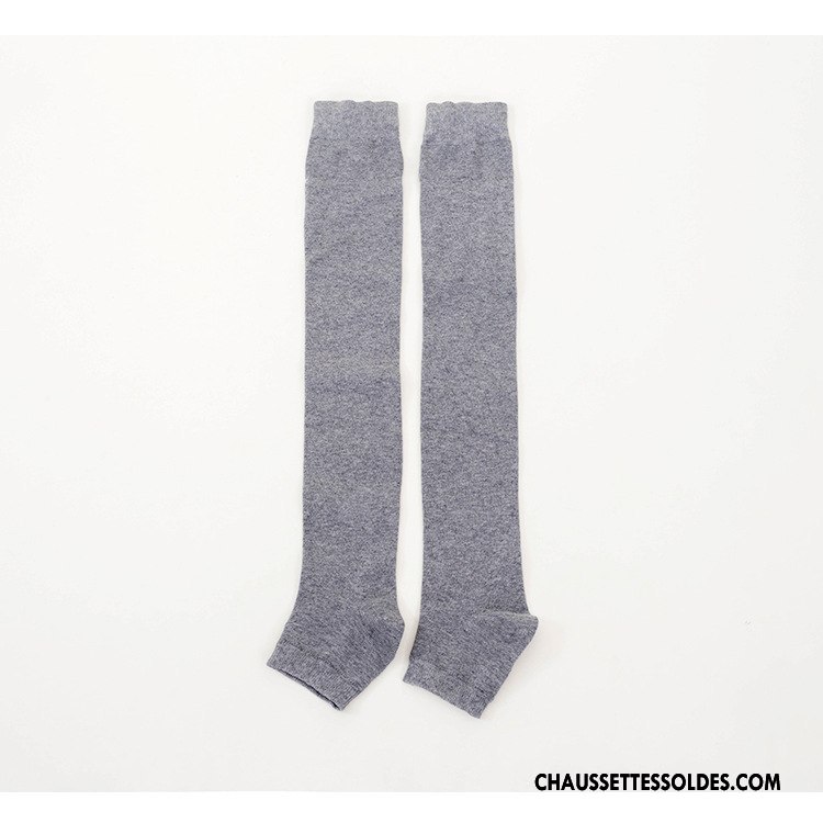 Chaussettes Longues Femme Antidérapant Hiver 100% Coton L'automne Gris