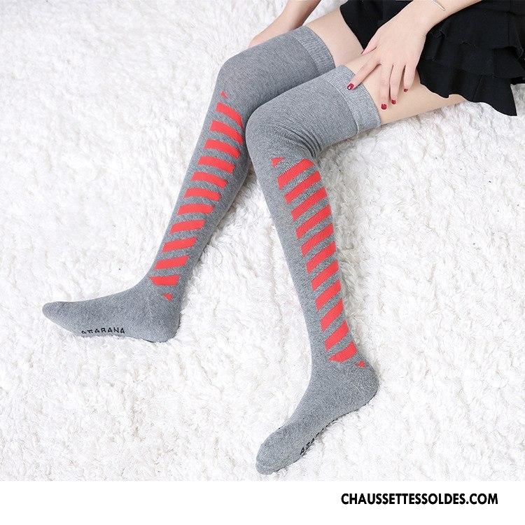 Chaussettes Longues Femme Britanique L'automne Hiver 100% Coton Antidérapant Gris