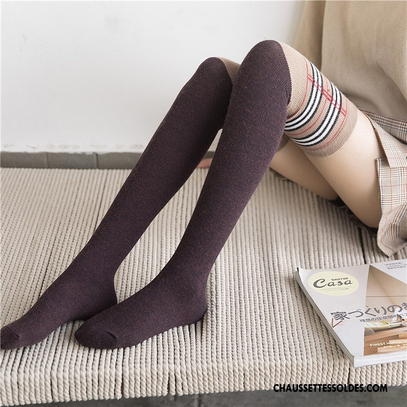 Chaussettes Longues Femme Britanique Vent D'université Hiver L'automne Nouvelles Arrivées Coton Bio Noir