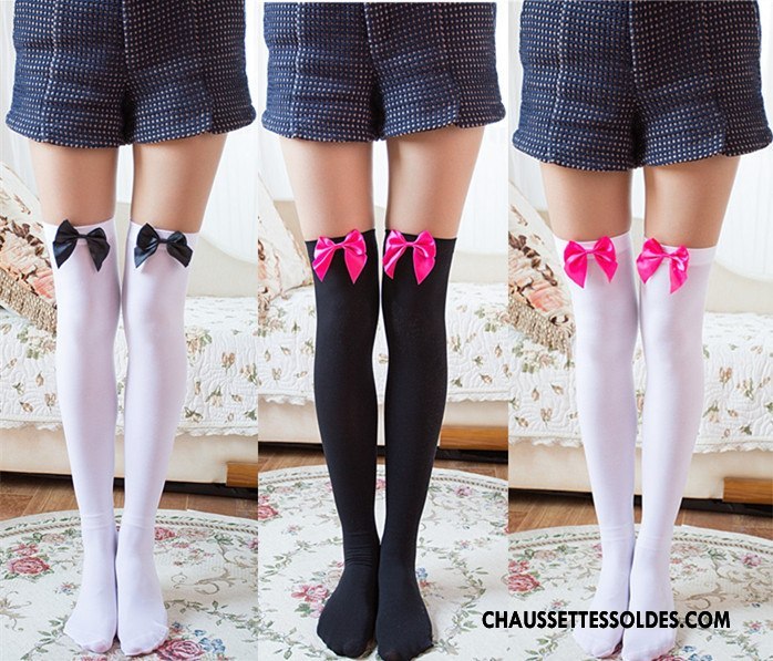 Chaussettes Longues Femme Chaussette De Noël Dame Velours Charmant Papillon Long Stock Blanc