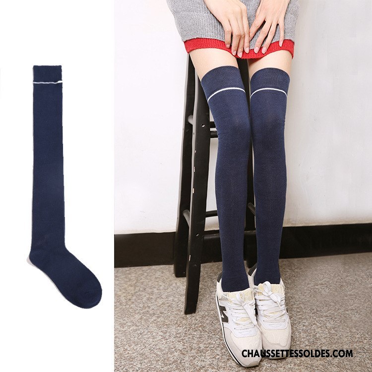 Chaussettes Longues Femme Chaussettes En Coton Haute Vent D'université Bleu