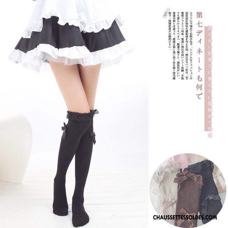 Chaussettes Longues Femme Dentelle Nouvelles Arrivées 100% Coton Printemps L'automne Papillon Noir