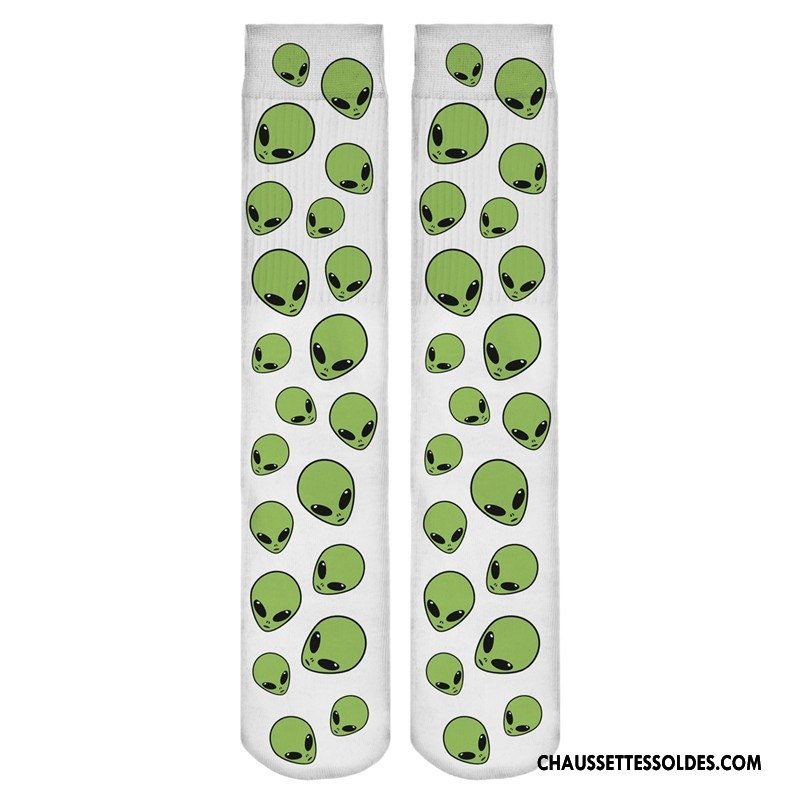 Chaussettes Longues Femme Europe Long Stock Impression Blanc