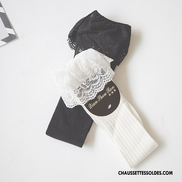 Chaussettes Longues Femme Fille Dentelle Nouvelles Arrivées Hiver Chaussettes En Coton L'automne Blanc
