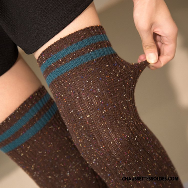 Chaussettes Longues Femme Haute Gros Yarn Marron / Brun