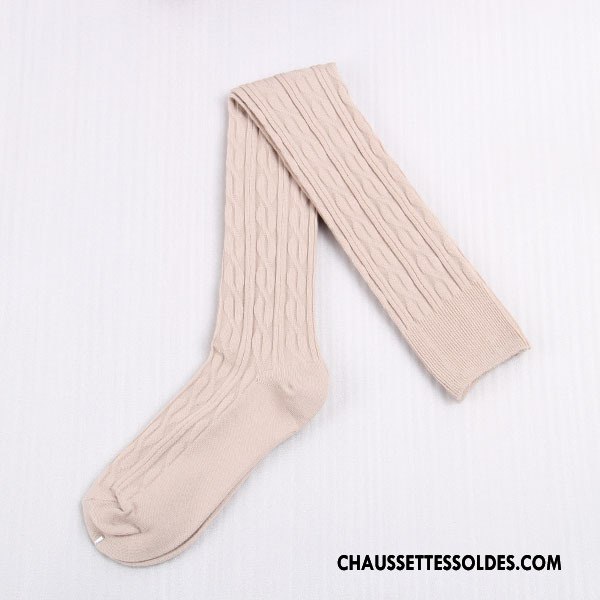Chaussettes Longues Femme Hiver Haute Fleurs Chaussettes En Coton L'automne Rose