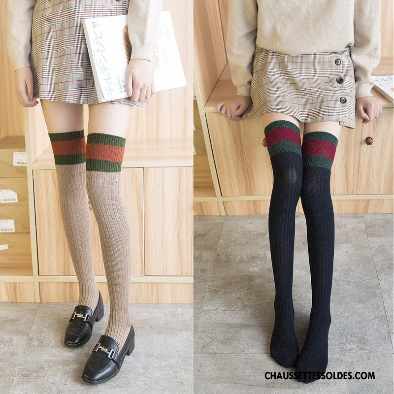 Chaussettes Longues Femme L'automne Hiver Mince Fluide Doux Le Nouveau Kaki