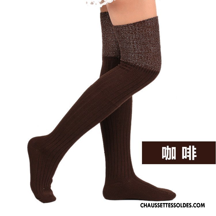 Chaussettes Longues Femme Le Nouveau Élève Long Stock Hiver L'automne Chaussette De Noël Marron Argent