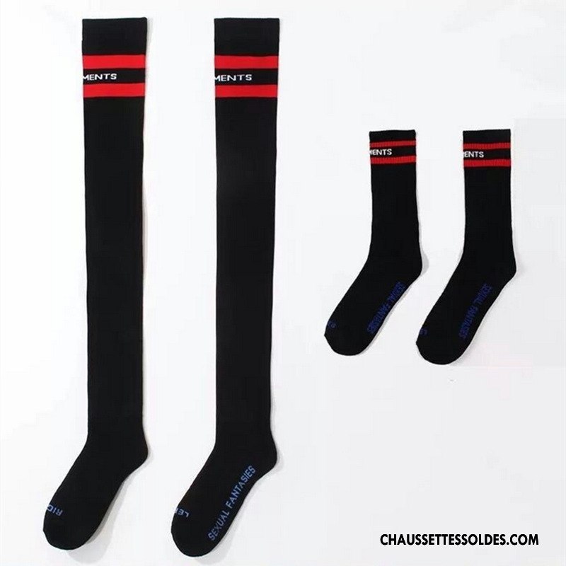 Chaussettes Longues Femme Lettre Mince Long Stock Super Star Chaussettes En Coton Noir