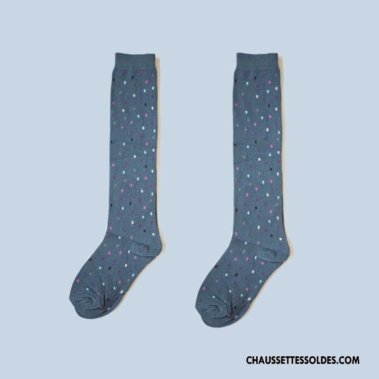 Chaussettes Longues Femme Long Stock Chaussettes En Coton Printemps Nouvelles Arrivées 100% Coton L'automne Bleu Marin Coloré