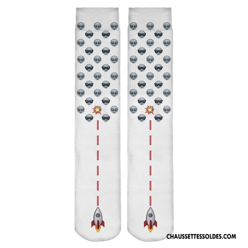 Chaussettes Longues Femme Long Stock Europe Impression Blanc