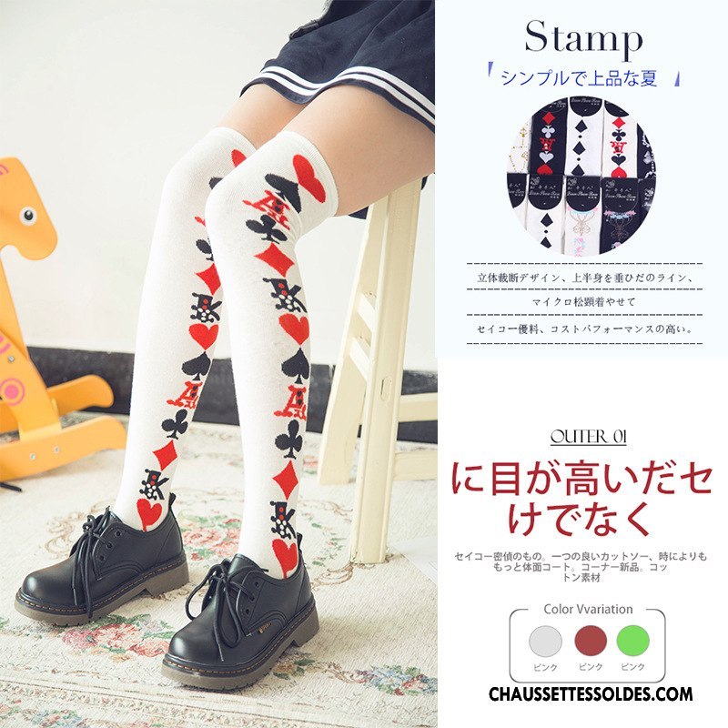 Chaussettes Longues Femme Long Stock Haute Fille Charme Chaussettes En Coton Blanc