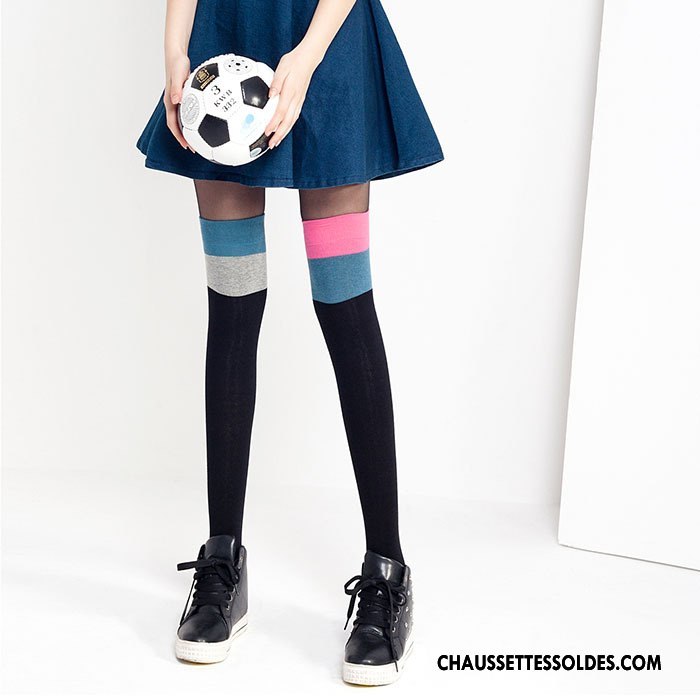 Chaussettes Longues Femme Long Stock L'automne Mouvement Printemps Rayé Élève Bleu