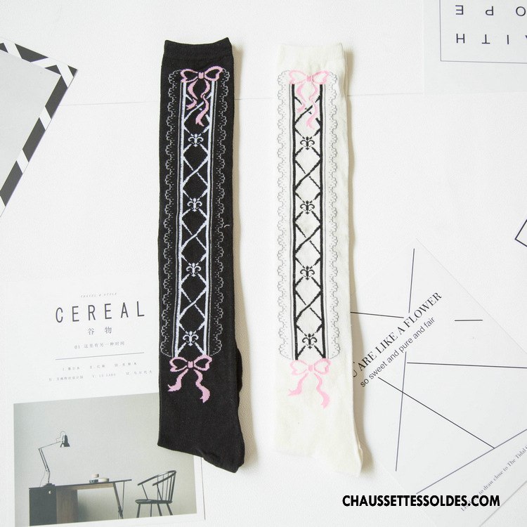 Chaussettes Longues Femme Long Stock Papillon Chaussettes En Coton Printemps Nouvelles Arrivées 100% Coton Blanc
