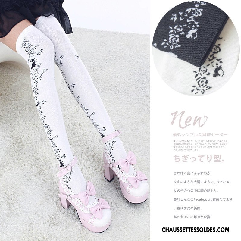 Chaussettes Longues Femme Marque Chaussettes En Coton Nouvelles Arrivées Long Stock 100% Coton Printemps Blanc