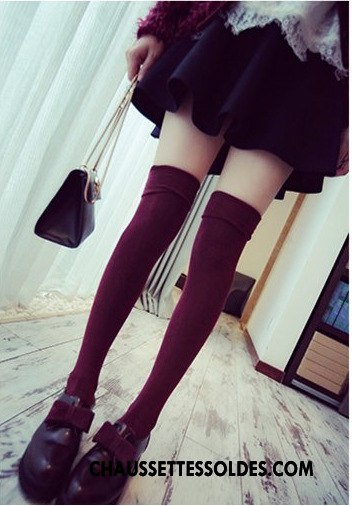 Chaussettes Longues Femme Mince Coton Bio L'automne Printemps Chaussette De Noël Long Stock Bordeaux Noir